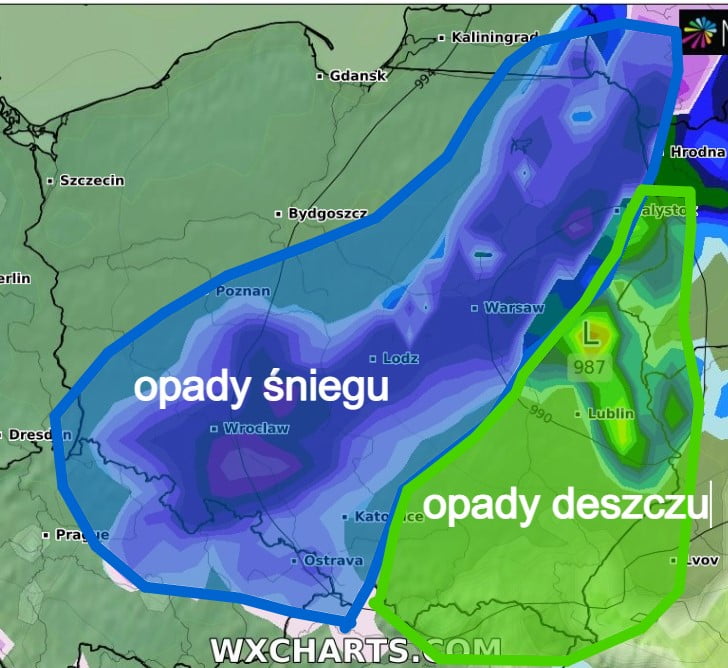 Opady śniegu nad częścią Polski w środę i czwartek. Dwa niże przed nami. Przegląd modeli numerycznych. TO NIE JEST OSTATECZNA PROGNOZA!