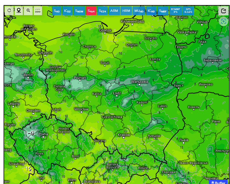 Opady deszczu w centrum i na wschodzie Polski. Wędrówka niżu atmosferycznego. Komentarz Synoptyka UM,